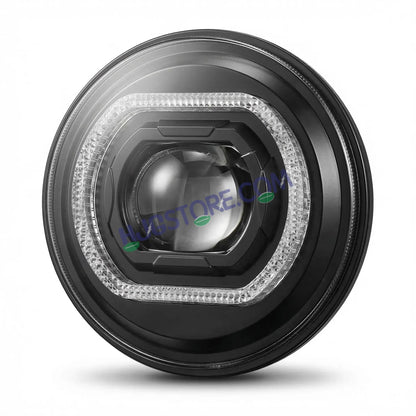 HJG 7 Inch RGB LED Headlight Chakra Headlight Assembly for Thar Royal Enfield | 75-120W CREE/Osram LED Chip Multi color Compatible with Royal Enfield, Jeep, Thar, Gypsy - HJGstore.com