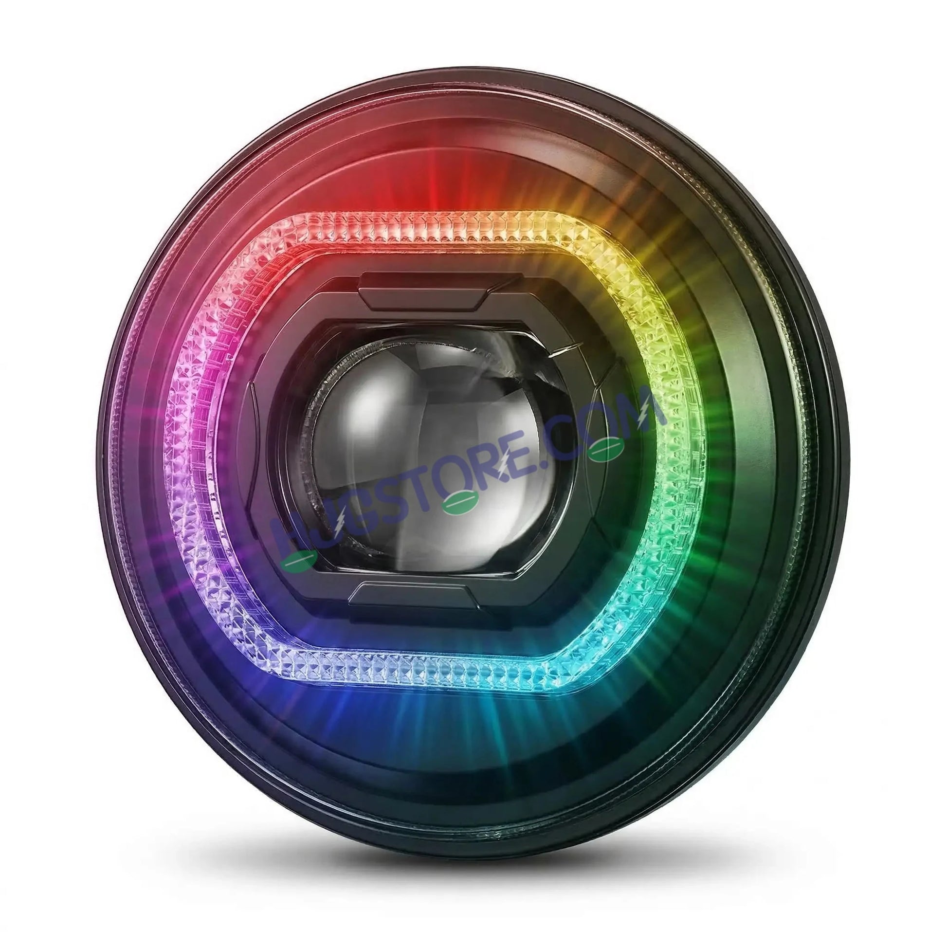 HJG 7 Inch RGB LED Headlight Assembly | 75-120W CREE/Osram | Multicolor Compatible with Royal Enfield, Jeep, Thar, Gypsy - HJGstore.com