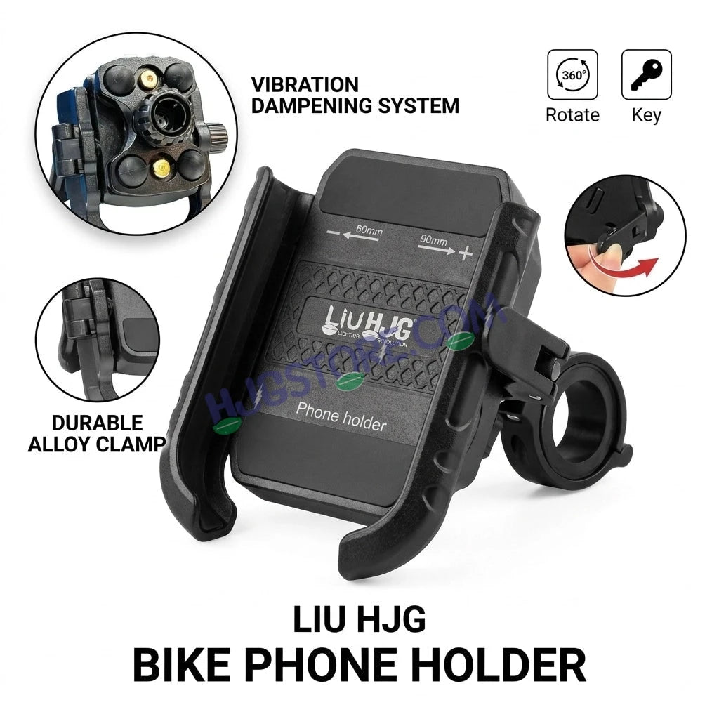 HJG New 9121 Metal Body Shockproof Mobile Holder with Jaw Grip Damper Anti Vibration for Bike, Two Wheelers Universal HJG Mobile Holder Pro Spider Anti-Shake Anti-Theft Zero Vibration Shockproof Mobile Holder 4 Vibration Proof Ball Joints LIU HJG Holder - HJGstore.com