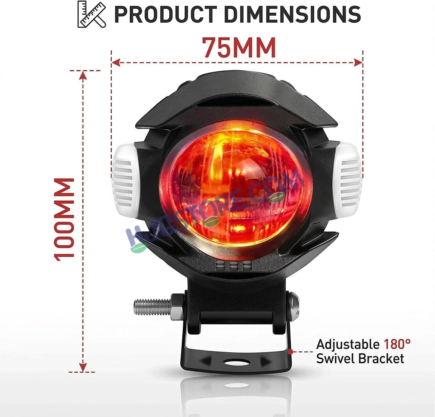 HJG New Alien Projector with Red Devil & Side Blue DRL LED Fog Light Single Projector Shot Fog Light For Bike/Car/Thar/Jeep - Cool White/Yellow with Red DRL and side Blue DRL, Pack of 1 LIU HJG Alien Projector Fog Light for Bikes and Cars High Brightness - HJGstore.com