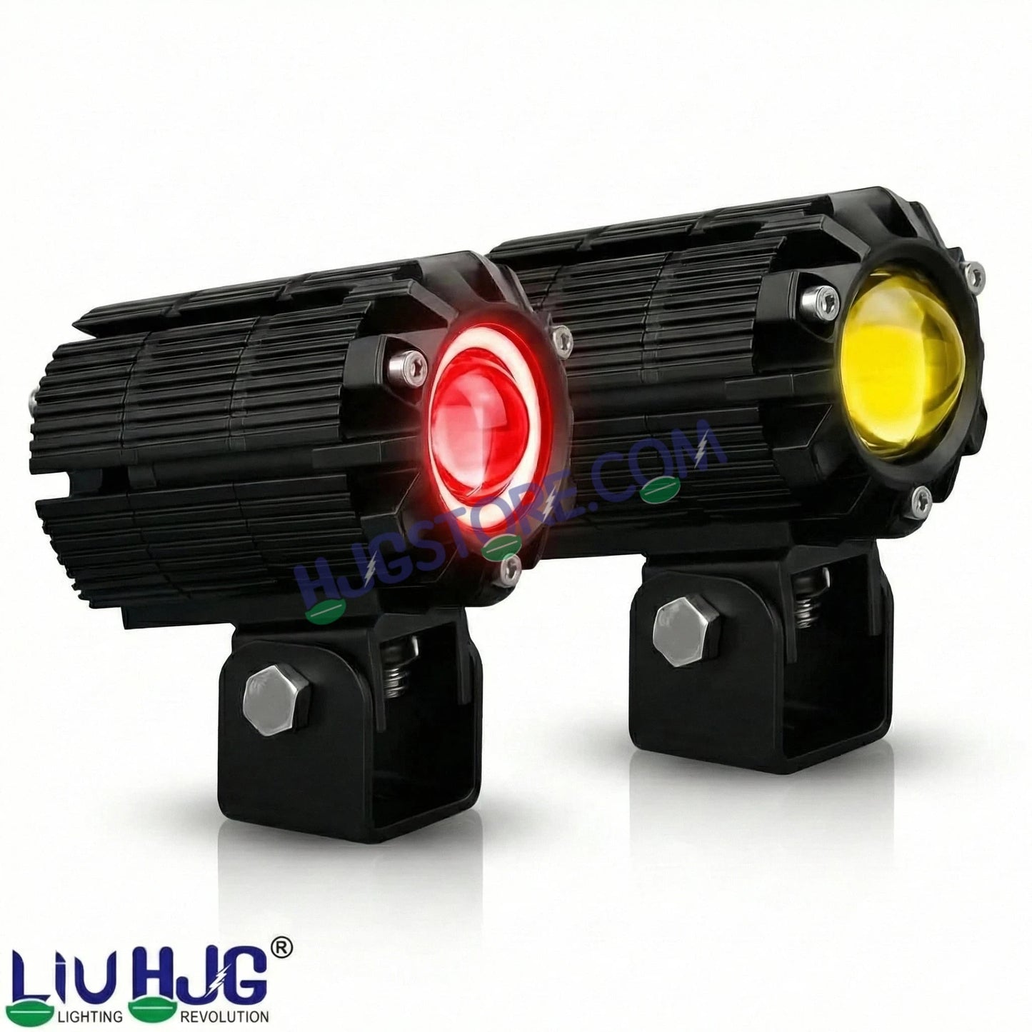 HJG CNC Mini Drive 80W Version 7 New Model Projector Foglight with Canbus Red DRL/White/Yellow Ultra Wide Dual Intensity 80W LED Fog Lights White/Yellow/White + Yellow/Red DRL Universal For All Cars & Bikes LIU HJG CNC Mini Drive 80W Version 7, Set of 2 - HJGstore.com