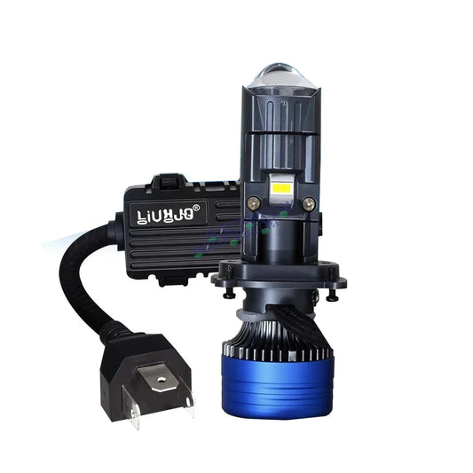 HJG H4 New Dual Y6 Condenser RTD Lens Dual Projector Lens Projector Lens LED Headlight Bulb for Bike | Hi/Lo Beam Headlight 12V-80V | 50W | 5000LM | 3 Pin Projector H4 Headlight with Fan | LIU HJG New Dual Y6 Condenser RTD Projector Lens H4 (Pack of 1) - HJGstore.com