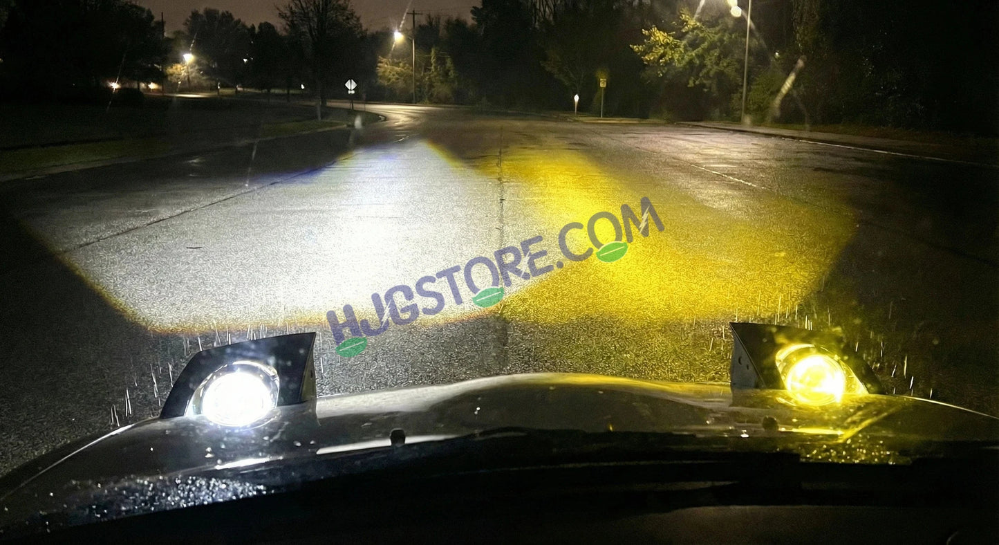 HJG H4 Lens New Mini Jet LED Rocket New Model White Yellow LED Headlight Bulb H4 For All Motorcycles (Low and High Beam Bulbs (White/Yellow) Long Range Focused Hi/Lo Beam White Yellow 50W Lens) - 12V DC Hi/Lo Type H4 Lens Mini Jet Rocket H4 - HJGstore.com