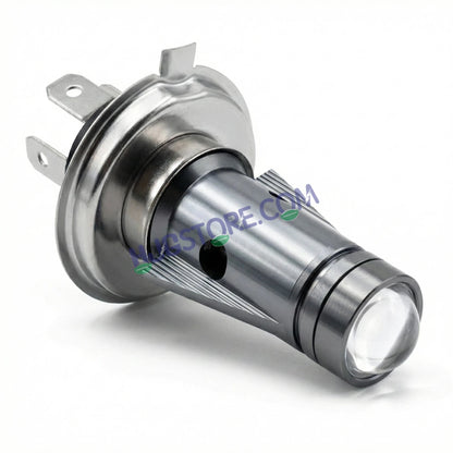 HJG H4 Lens New Mini Jet LED Rocket New Model White Yellow LED Headlight Bulb H4 For All Motorcycles (Low and High Beam Bulbs (White/Yellow) Long Range Focused Hi/Lo Beam White Yellow 50W Lens) - 12V DC Hi/Lo Type H4 Lens Mini Jet Rocket H4 - HJGstore.com