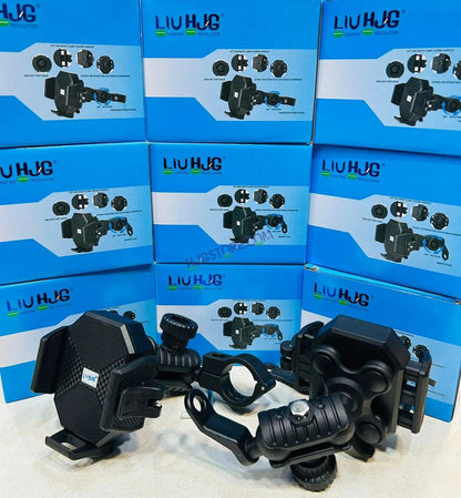 HJG Hexagon R6 Mobile Holder with Handlebar Mount for Bike, Two Wheelers Universal HJG Hexagon R6 Mirror Mount Mobile Holder Anti-Theft Mobile Holder 360 Degree Rotation Adjustable Size and Locking System LIU HJG Hexagon R6 Bike Handlebar Mount Holder - HJGstore.com