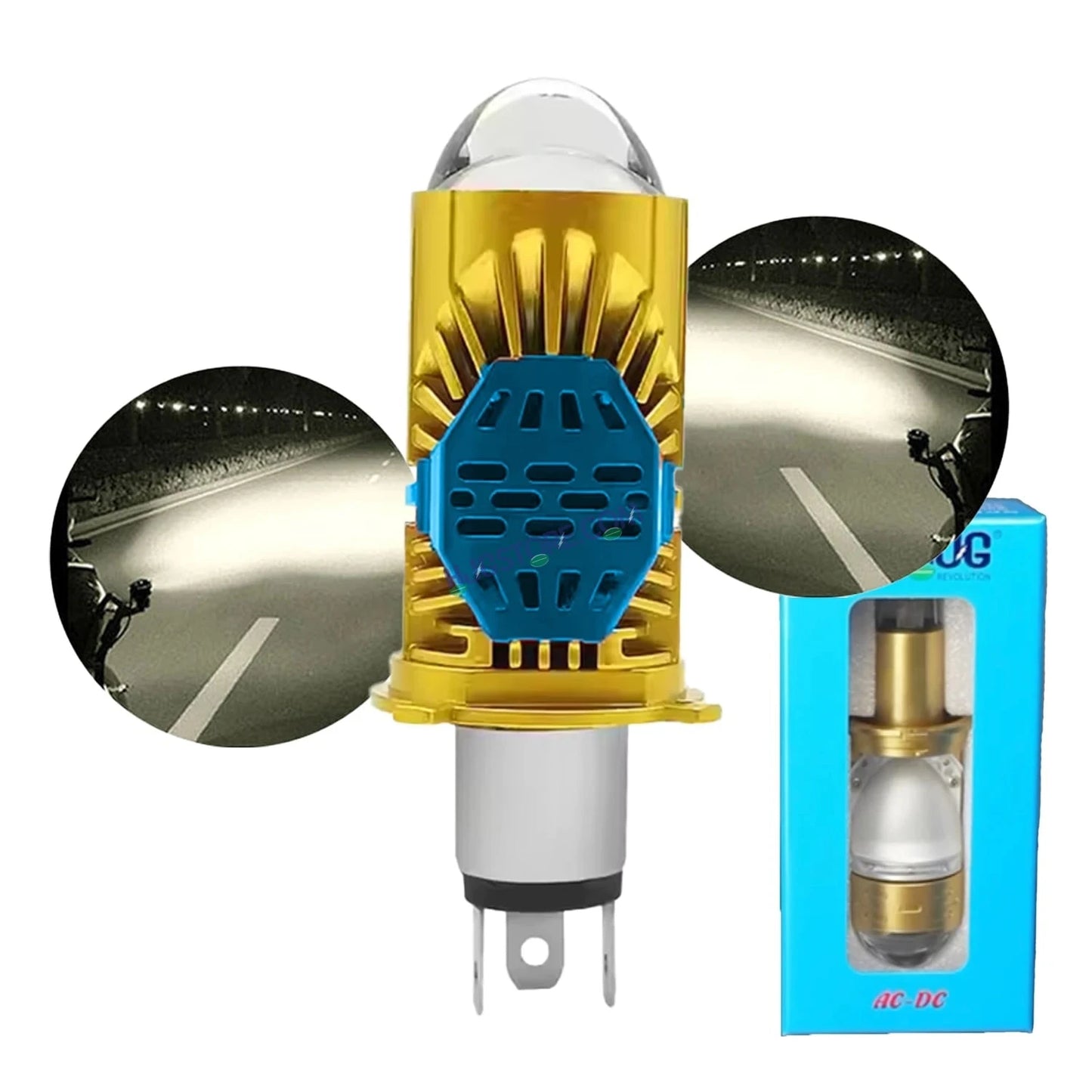 HJG RTD Lens H4 New Model White Low Beam White High Beam RTD Lens Dual Projector Lens H4 LED Bulb 50W HJG Projector Light H4 LED Mini Projector Lens with Fan Bulb 5000LM Conversion Kit Hi/Lo Beam Headlight 12V/24V for Motorcycle/Car, Set of 1, White Hi/Lo - HJGstore.com