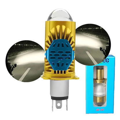 HJG RTD Lens H4 New Model White Low Beam White High Beam RTD Lens Dual Projector Lens H4 LED Bulb 50W HJG Projector Light H4 LED Mini Projector Lens with Fan Bulb 5000LM Conversion Kit Hi/Lo Beam Headlight 12V/24V for Motorcycle/Car, Set of 1, White Hi/Lo - HJGstore.com