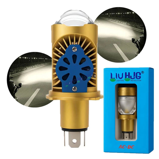 HJG RTD Lens H4 New Model White Low Beam White High Beam RTD Lens Dual Projector Lens H4 LED Bulb 50W HJG Projector Light H4 LED Mini Projector Lens with Fan Bulb 5000LM Conversion Kit Hi/Lo Beam Headlight 12V/24V for Motorcycle/Car, Set of 1, White Hi/Lo - HJGstore.com
