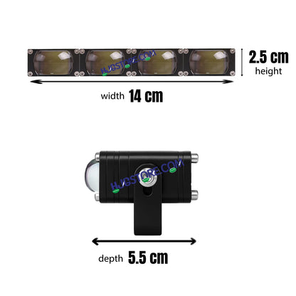 HJG Original Waymaker 4 LED New Model Slim Drive Dual Colour Fog Light Mini Drive Light Version 4 With Red Devil Eye And Wiring With Canbus For All Cars and Motorcycles (2Pcs) HJG Waymaker Foglight HJG New Model 4 LED with Canbus Wiring - HJGstore.com