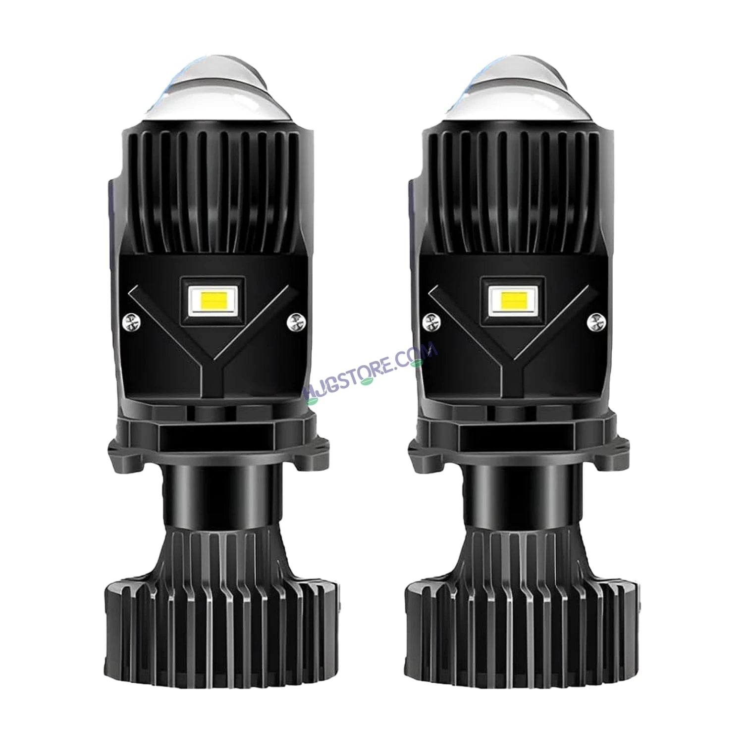 HJG H4 Dual Y6 Condenser RTD Lens Dual Projector Lens Projector Lens LED Headlight Bulb for car | Hi/Lo Beam Headlight 12V-80V | 100W | 5000LM | 3 Pin Projector h4 Headlight with Fan | (Pack of 2) - HJGstore.com