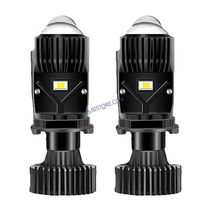 HJG H4 Dual Y6 Condenser RTD Lens Dual Projector Lens Projector Lens LED Headlight Bulb for car | Hi/Lo Beam Headlight 12V-80V | 100W | 5000LM | 3 Pin Projector h4 Headlight with Fan | (Pack of 2) - HJGstore.com