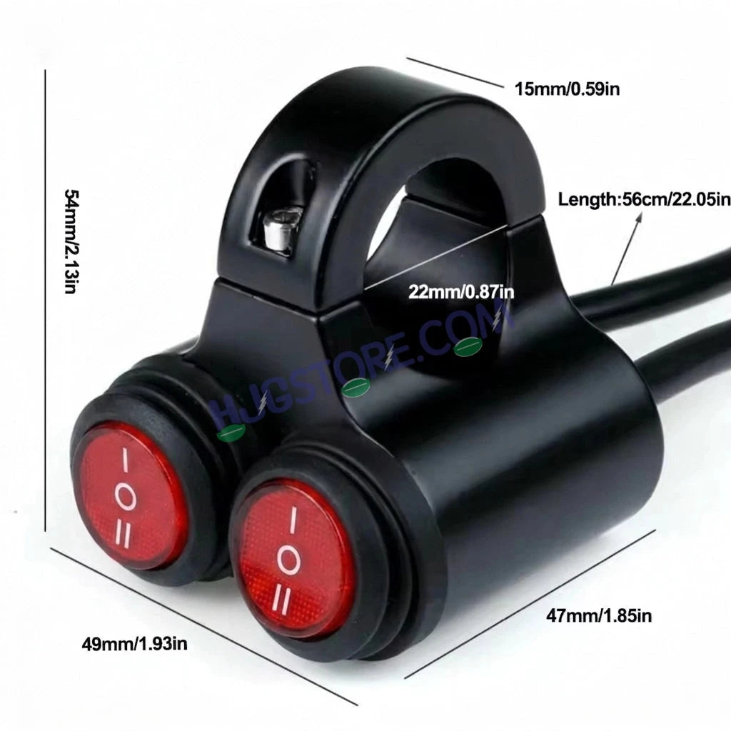 HJG 2 x 3-Way Motorcycle Handlebar Switch 12V CNC Metal Switch - 7/8" 22mm Motorcycle Handlebar Control Cluster for Headlight, Electric Start, Turn Signal & Hazard Light Motorcycle 2 x 3-Way Handlebar Switch For All Motorcycles - HJGstore.com