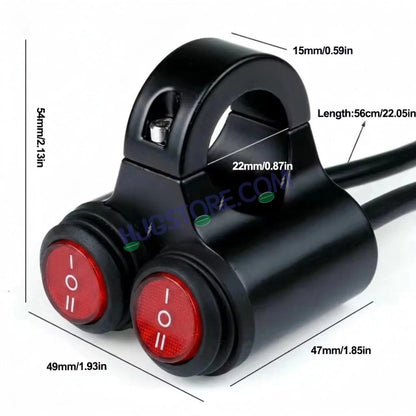 HJG 2 x 3-Way Motorcycle Handlebar Switch 12V CNC Metal Switch - 7/8" 22mm Motorcycle Handlebar Control Cluster for Headlight, Electric Start, Turn Signal & Hazard Light Motorcycle 2 x 3-Way Handlebar Switch For All Motorcycles - HJGstore.com
