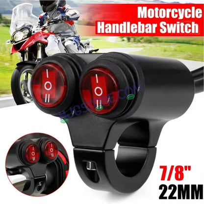 HJG 2 x 3-Way Motorcycle Handlebar Switch 12V CNC Metal Switch - 7/8" 22mm Motorcycle Handlebar Control Cluster for Headlight, Electric Start, Turn Signal & Hazard Light Motorcycle 2 x 3-Way Handlebar Switch For All Motorcycles - HJGstore.com