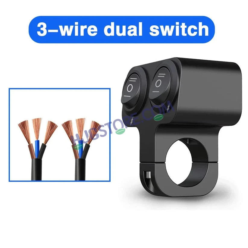 HJG 2 x 3-Way Motorcycle Handlebar Switch 12V CNC Metal Switch - 7/8" 22mm Motorcycle Handlebar Control Cluster for Headlight, Electric Start, Turn Signal & Hazard Light Motorcycle 2 x 3-Way Handlebar Switch For All Motorcycles - HJGstore.com