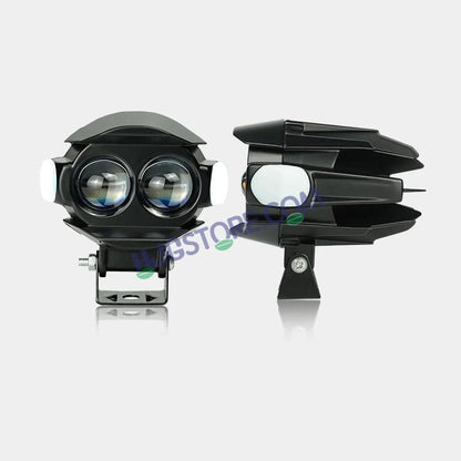 HJG New Alien 2 Lens Projector with Red Devil & Side Blue DRL LED Fog Light Dual Lens Projector Shot Fog Light For Bike/Car/Thar/Jeep - Cool White/Yellow with Red DRL & side Blue DRL, Pack of 1 LIU HJG Alien 2 Lens Projector Fog Light with Red Blue Devil - HJGstore.com