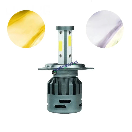 HJG M3 Mini 60W White/Yellow H4 Dual Beam New Model LED Bulb AC/DC Headlight LED Bulb White/Yellow Hi/Lo 60W H4 LED for Bike Car Light H4 LED with Fan Conversion Kit Hi/Lo Beam Headlight 12V/24V for Bike/Car, Set of 1, 6000 LM 60W, White/Yellow Hi/Lo - HJGstore.com