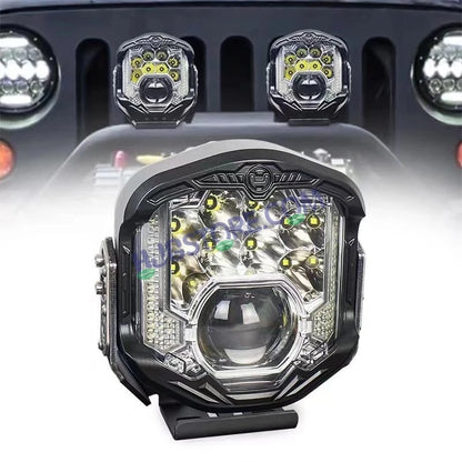 HJG GodsEye Side Shooter 1 LED with 8 CREE LED White/Red Off Road 7 inch 95W LED Headlight Spot Light Fog Light Universal For Bike, Truck, Jeep, Car Bike Led Headlights LED Fog Lights For Motorcycle Car SUV Lights, Pack of 1 LIU HJG GodsEye Side Shooter - HJGstore.com
