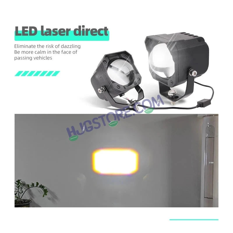 HJG Mini Laser Cannon Foglight 300 Meters Laser Focus Projector Fog Projector Lens with 300 Meters Projection Distance 80W Foglight Ultra Wide Dual Intensity LED Fog Lights White/Yellow Universal For All Cars & Bikes LIU HJG Mini Laser Cannon Foglight 2pc - HJGstore.com