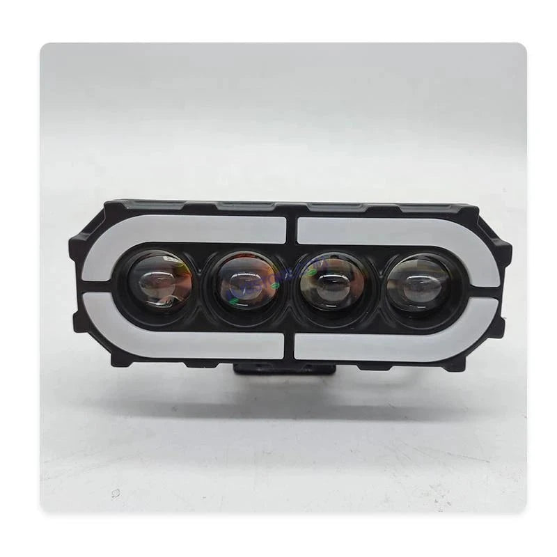 HJG Future 4 Lens with Animated RGB DRL 120W 4 Lens MEGA DRIVE Fog Light For Bike/Car/Thar/Jeep ( Cool White, 60W each * 2 = 120W Total ) - Pack of 2 Future Eyes 4 Lens with RGB Multi DRL - HJGstore.com