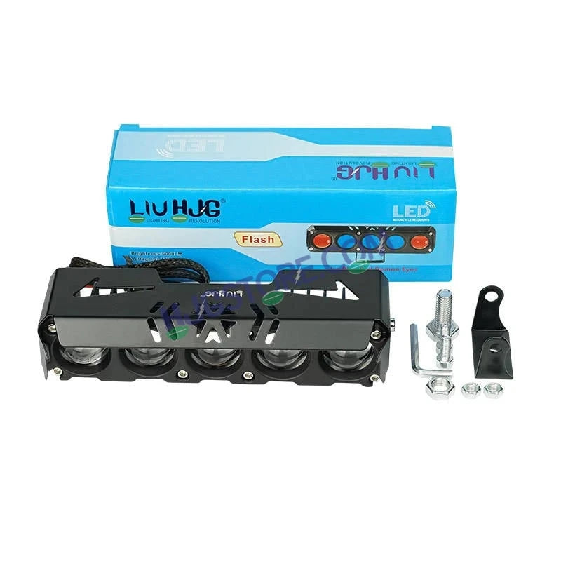 HJG 5 Lens Red Blue 60W Foglight with Red Blue Flash Mode 5 Lens Projector Foglight 60W Foglight Ultra Wide Dual Intensity LED Fog Lights White/Yellow/Warm White/Flash/Red Blue DRL Universal For All Cars & Bikes LIU HJG 5 Lens Red Blue 60W Foglight 1pc - HJGstore.com