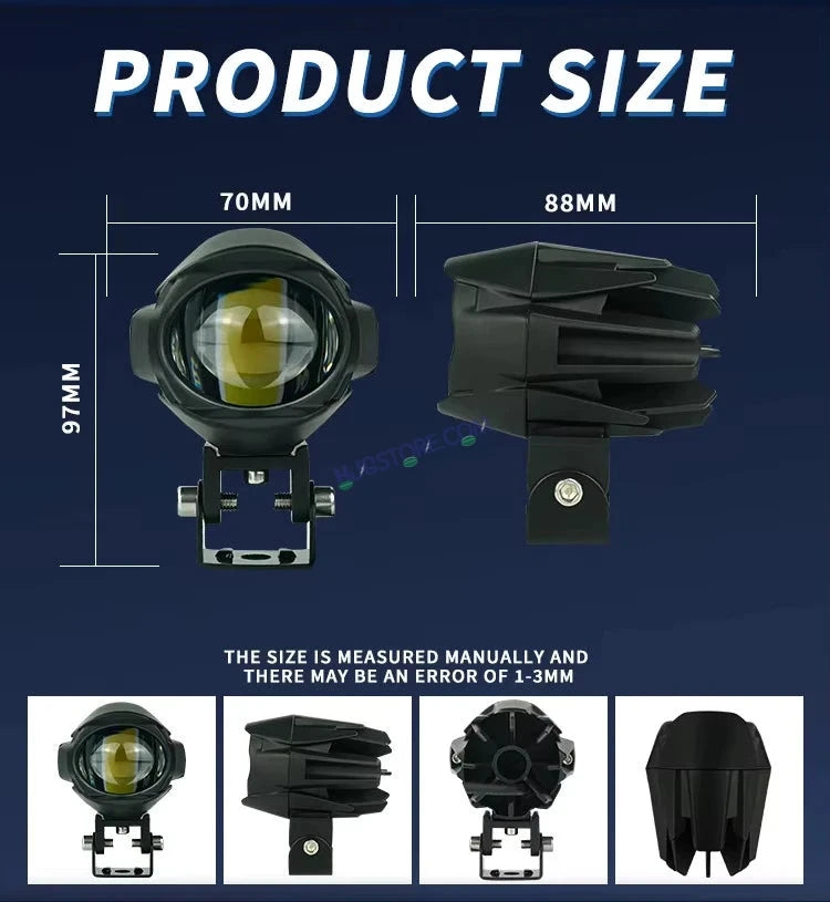 HJG 120W Large Size Alien Projector Foglight 120W with Wide Spread White/Yellow/Warm White Light 120W 2pc Foglight Ultra Wide Dual Intensity LED Driving Fog Lights 3000K/4300K/6500K Universal For All Cars & Bikes LIU HJG Large Alien 1 Foglight, Pack of 2 - HJGstore.com