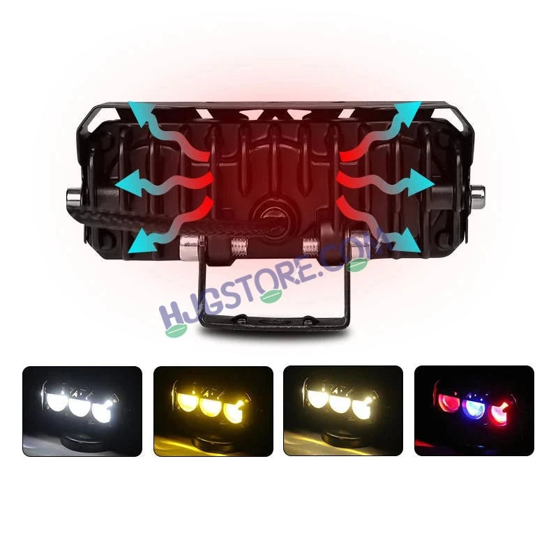 HJG 3 Lens Red Blue 40W Foglight with Red Blue Flash Mode 3 Lens Projector Foglight 40W Foglight Ultra Wide Dual Intensity LED Fog Lights White/Yellow/Warm White/Flash/Red Blue DRL Universal For All Cars & Bikes LIU HJG 3 Lens Red Blue 40W Foglight 1pc - HJGstore.com