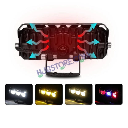 HJG 3 Lens Red Blue 40W Foglight with Red Blue Flash Mode 3 Lens Projector Foglight 40W Foglight Ultra Wide Dual Intensity LED Fog Lights White/Yellow/Warm White/Flash/Red Blue DRL Universal For All Cars & Bikes LIU HJG 3 Lens Red Blue 40W Foglight 1pc - HJGstore.com