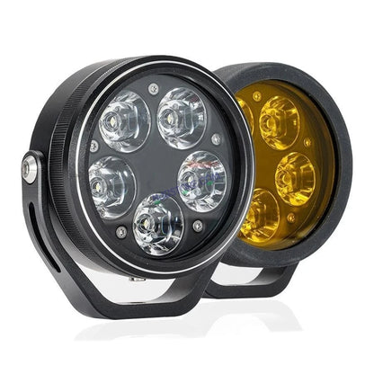 HJG 5 LED 100W Round CREE Foglight Foglamp with Yellow Cover 100W 5 LED HJG 100W 5 LED Car Accessories Led Headlights Lights Led Fog Lights For Motorcycle Car SUV Lights, Set of 2 with Wiring Harness Kit HJG 5 LED Round 100W - HJGstore.com