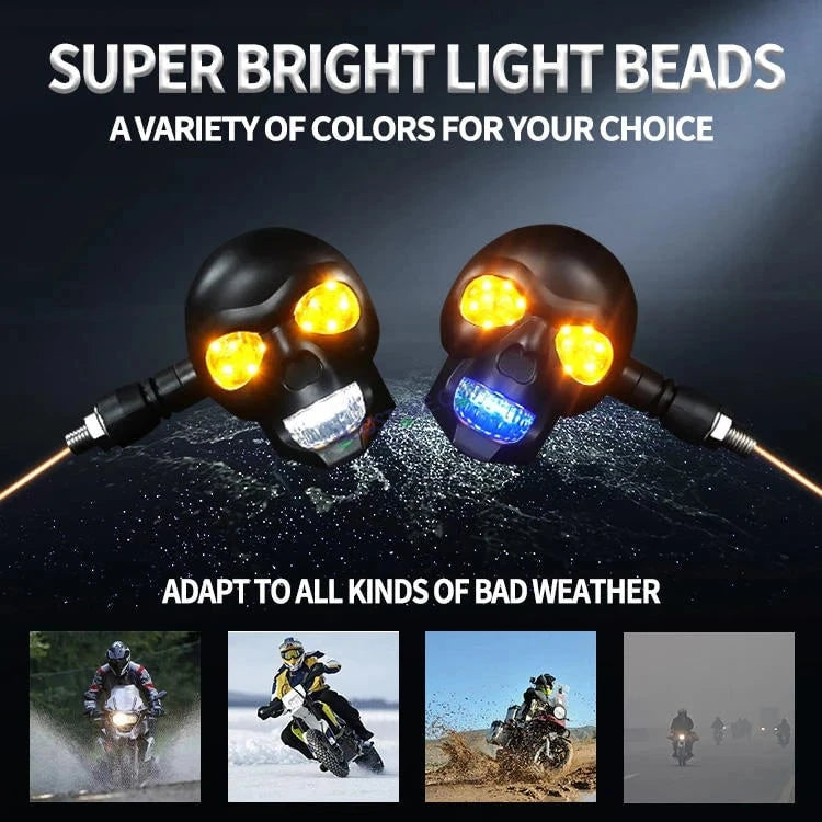 HJG Skull Indicator Skull Shape Turn Signal Lights Indicator Universal for All Bikes Models Turn Signal Lights Motorcycle Set of 2 HJG Skull Indicator - HJGstore.com