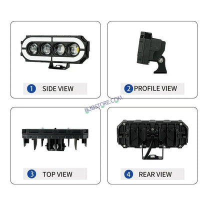 HJG 4 Lens with RGB Ring DRL 4 Projector Lens 2pc Foglight with RGB Ring 4 LED Projector Fog 120W with RGB DRL Foglight Ultra Wide Dual Intensity LED Fog Lights White/Yellow/RGB DRL Projector (120W) Universal For All Cars & Bikes LIU HJG 4 Lens RGB Ring - HJGstore.com