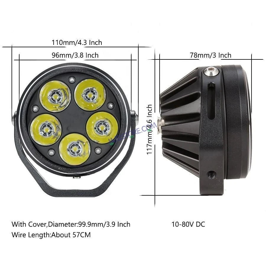 HJG 5 LED 100W Round CREE Foglight Foglamp with Yellow Cover 100W 5 LED HJG 100W 5 LED Car Accessories Led Headlights Lights Led Fog Lights For Motorcycle Car SUV Lights, Set of 2 with Wiring Harness Kit HJG 5 LED Round 100W - HJGstore.com