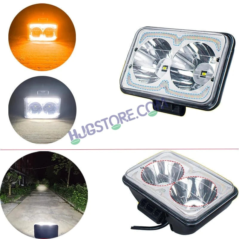 HJG W09 5x7" Classic Square Foglight Headlight 51W 6.5" Foglight White/Yellow DRL Dual LED Foglight Amber/White DRL White Light 51W Foglight Ultra Wide Dual Intensity LED Driving Fog Lights Universal For All Cars & Bikes LIU HJG Classic W09 6.5 Inch Fog - HJGstore.com