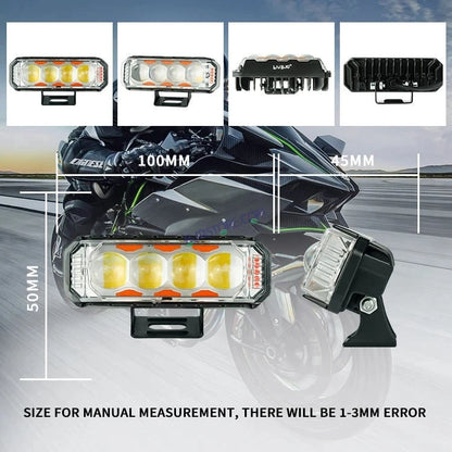 HJG 4 LED Light Bar with Red Blue Flash Strobe Fog Light for Bikes and Cars High Power, Heavy clamp and Strong aluminum. (4 LED Fog Light Bar Single) White/Yellow, Red Blue Strobe Flash, Pack of 1 - HJGstore.com