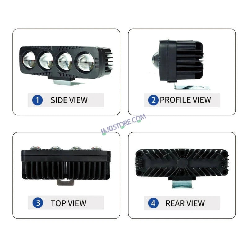 HJG 4 Lens Fog Light 80W Red Devil DRL 4 Lens Projector Lens Foglight 80W (2 * 40W) 4 Lens LED Projector Fog 80W with Red Devil DRL Foglight Ultra Wide Dual Intensity LED Fog Lights White/Yellow/Red Devil DRL Projector (80W) Universal For All Cars & Bikes - HJGstore.com