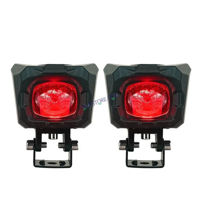 HJG New Model 150W Foglight Projector Lens with Devil Red DRL Future Eyes 150W MEGA DRIVE Fog Light For Bike/Car/Thar/Jeep ( Cool White, 75W each * 2 = 150W Total ) - Pack of 2 - HJGstore.com