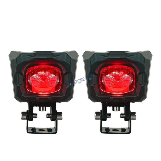 HJG New Model 150W Foglight Projector Lens with Devil Red DRL Future Eyes 150W MEGA DRIVE Fog Light For Bike/Car/Thar/Jeep ( Cool White, 75W each * 2 = 150W Total ) - Pack of 2