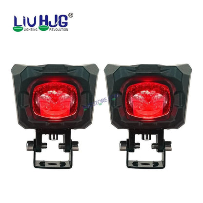 HJG New Model 150W Foglight Projector Lens with Devil Red DRL Future Eyes 150W MEGA DRIVE Fog Light For Bike/Car/Thar/Jeep ( Cool White, 75W each * 2 = 150W Total ) - Pack of 2 - HJGstore.com