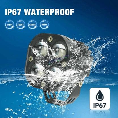 HJG 4x4 Projector Lens Foglight with Wiring Kit 80W 4*4 Lens Future Eyes Fog Projector Lens 2pc Foglight White/Yellow/Flash Modes 80W Foglight LED Fog Lights White/Yellow/Flash Universal For All Cars Bikes LIU HJG 4x4 Projector with Wiring Harness Kit - HJGstore.com