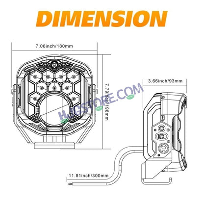HJG GodsEye Side Shooter 1 LED with 8 CREE LED White/Red Off Road 7 inch 95W LED Headlight Spot Light Fog Light Universal For Bike, Truck, Jeep, Car Bike Led Headlights LED Fog Lights For Motorcycle Car SUV Lights, Pack of 1 LIU HJG GodsEye Side Shooter - HJGstore.com
