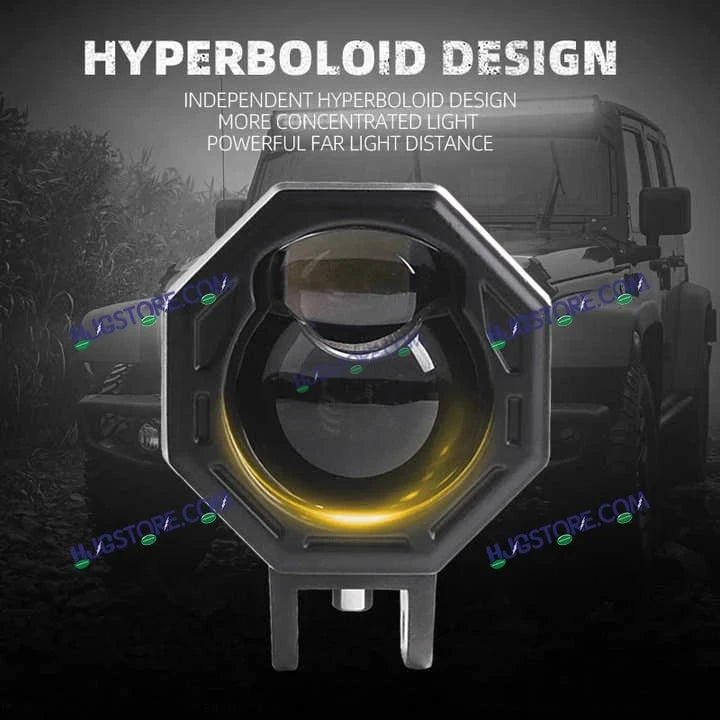 HJG 125 Fog Dual Lens 120W Foglight New Model with Power Adaptor Foglight Ultra Wide Dual Intensity LED Driving Fog Lights White/Yellow (2*60W = 120W Total) Universal For All Cars & Bikes - HJGstore.com