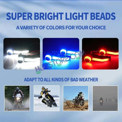 HJG Knuckle Guard with Handle Light Combo with White/Blue/Red DRL Mode and Running Yellow Turn Signals Universal for Motorcycles for Hand Protection Red DRL/White/Running Yellow Turn Signal Universal For All Bikes LIU HJG Knuckle Guard Hand Guard with DRL - HJGstore.com