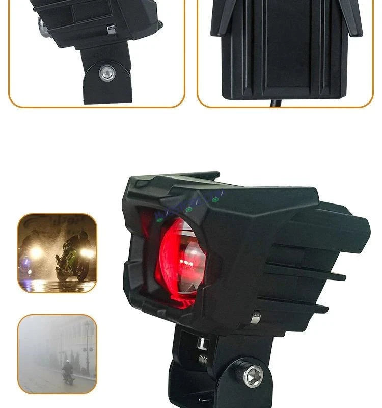 HJG New Model 150W Foglight Projector Lens with Devil Red DRL Future Eyes 150W MEGA DRIVE Fog Light For Bike/Car/Thar/Jeep ( Cool White, 75W each * 2 = 150W Total ) - Pack of 2 - HJGstore.com