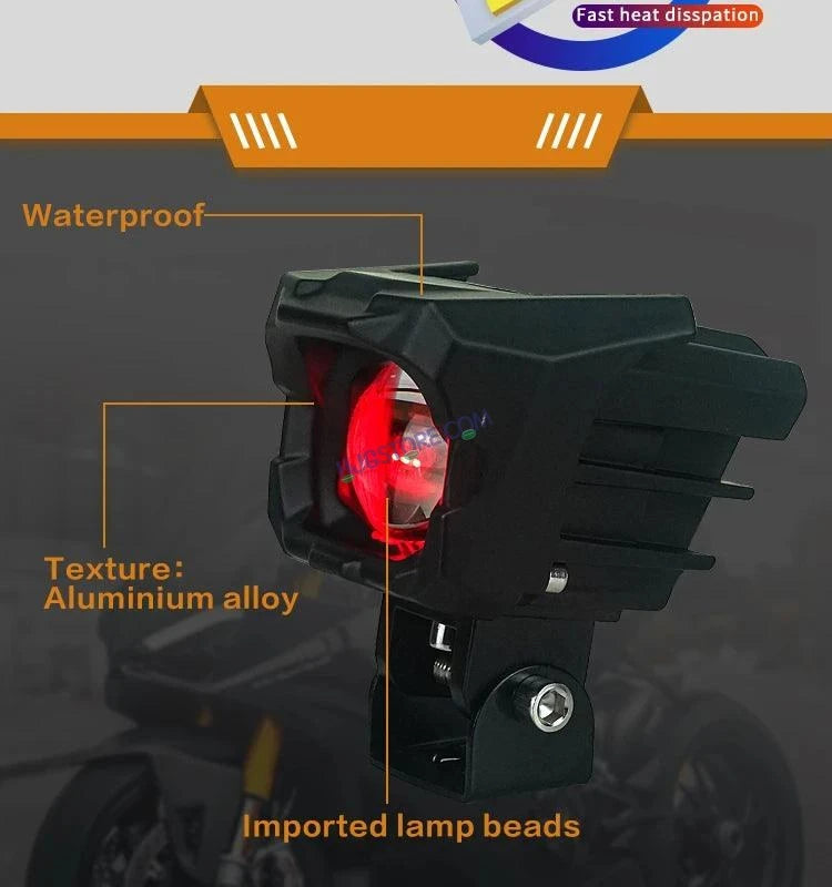 HJG New Model 150W Foglight Projector Lens with Devil Red DRL Future Eyes 150W MEGA DRIVE Fog Light For Bike/Car/Thar/Jeep ( Cool White, 75W each * 2 = 150W Total ) - Pack of 2 - HJGstore.com