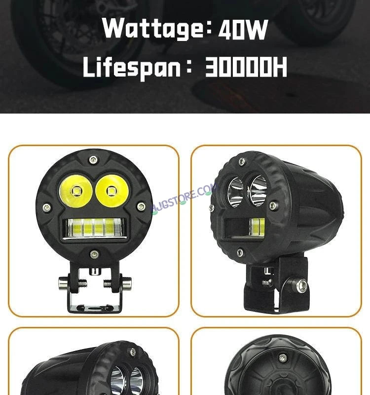 HJG LED Foglight Alien Motorcycle Light 40w Auxiliary Led Spotlights Mini Fog/driving Lights For Motorcycle White/yellow Motorbike Led Lights, Set of 2 - HJGstore.com