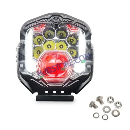 HJG GodsEye Side Shooter 1 LED with 8 CREE LED White/Red Off Road 7 inch 95W LED Headlight Spot Light Fog Light Universal For Bike, Truck, Jeep, Car Bike Led Headlights LED Fog Lights For Motorcycle Car SUV Lights, Pack of 1 LIU HJG GodsEye Side Shooter - HJGstore.com