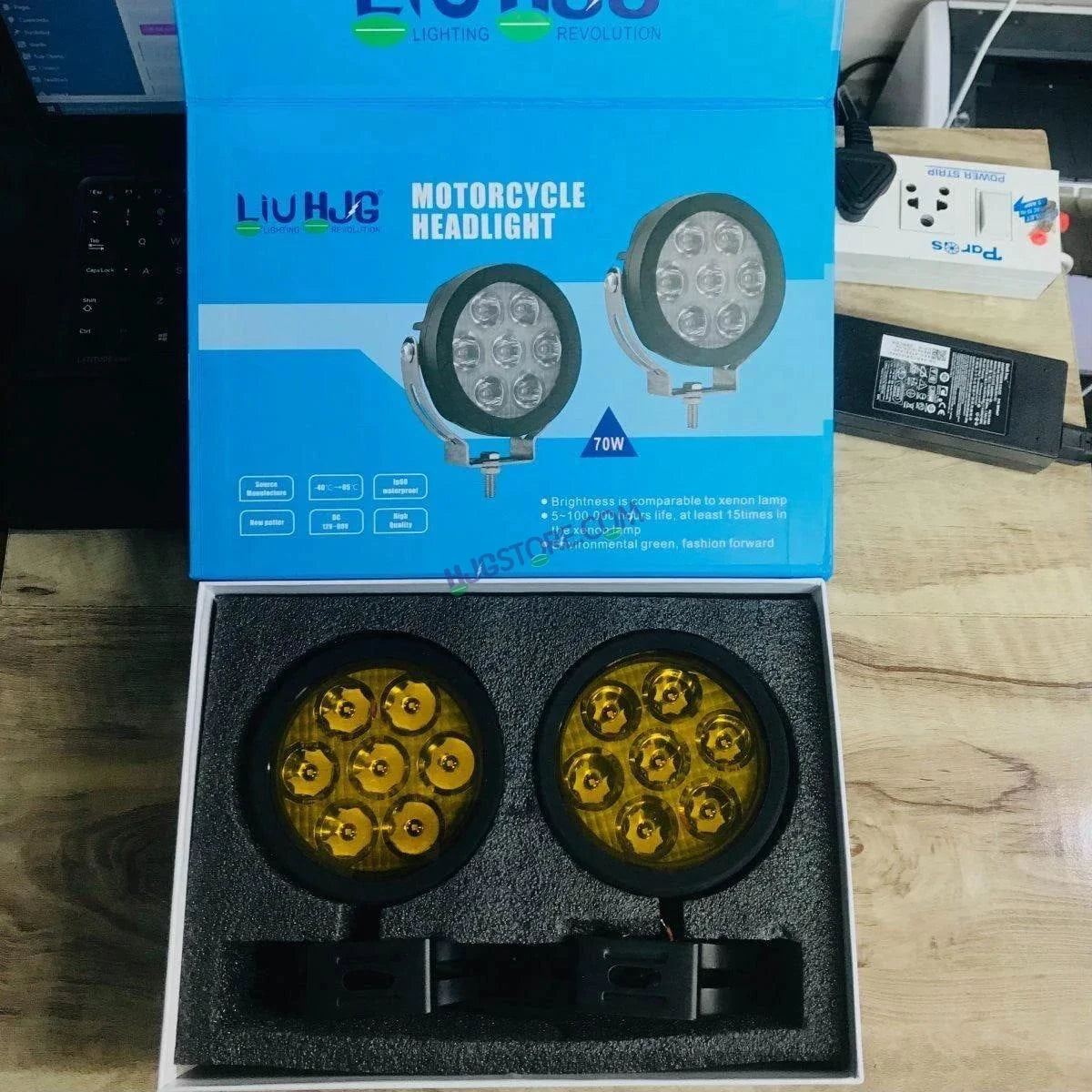HJG Original 140W Dual Color Yellow/White LED Fog Lights with Yellow Filter Cap Waterproof Light for Bikes, Cars, Jeeps Yellow Filter Cap - HJGstore.com