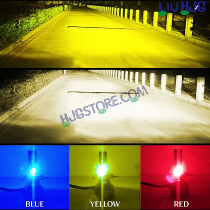 HJG M2 Mini Remote Control RGB 80W White/Yellow/Red/Blue/Flash H4 Dual Beam LED Bulb AC/DC Headlight LED Bulb Remote Control Hi/Lo 80W H4 LED for Bike Car Light H4 LED with Fan 12V/24V for Bike/Car, Set of 1, 8000 LM 80W, White/Yellow Hi/Lo RGB Remote - HJGstore.com