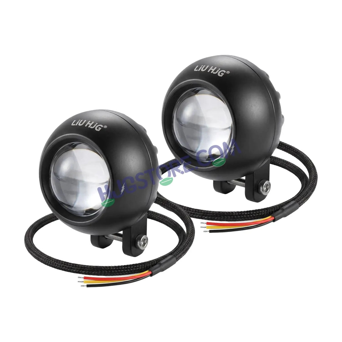 HJG Poki Foglights Mini Golf Ball Projector LED Fog Lights | 40W 12,000LM Super Bright Dual Shot | Cool White & Yellow with Red DRL & Flash Mode | Universal Fit for Bike, Motorcycle, Car, Thar & Jeep (Pack of 2) - HJGstore.com