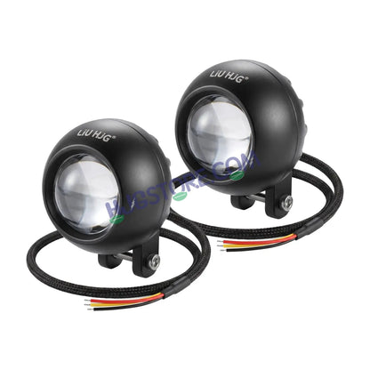 HJG Poki Foglights Mini Golf Ball Projector LED Fog Lights | 40W 12,000LM Super Bright Dual Shot | Cool White & Yellow with Red DRL & Flash Mode | Universal Fit for Bike, Motorcycle, Car, Thar & Jeep (Pack of 2) - HJGstore.com
